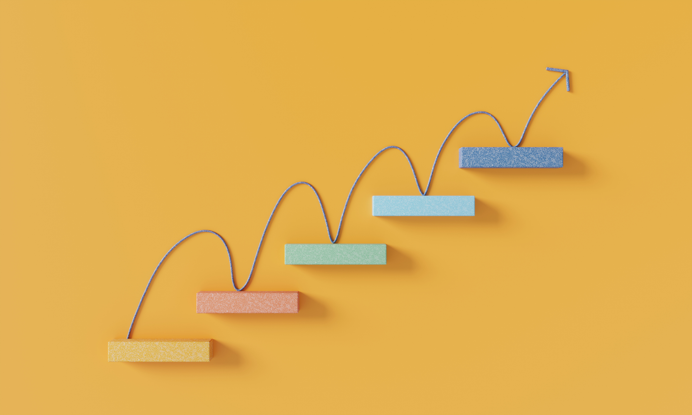 Arrow going up on the stairs